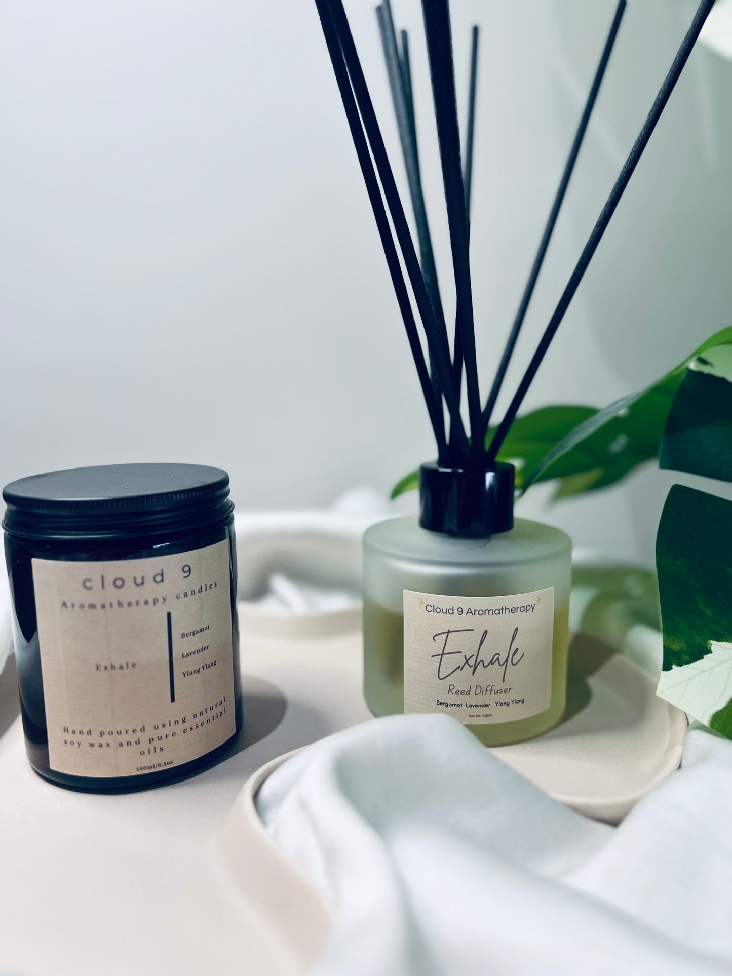 Handmade essential oil reed diffuser with cloud 9 packaging gift set for self-care and wellness gifting