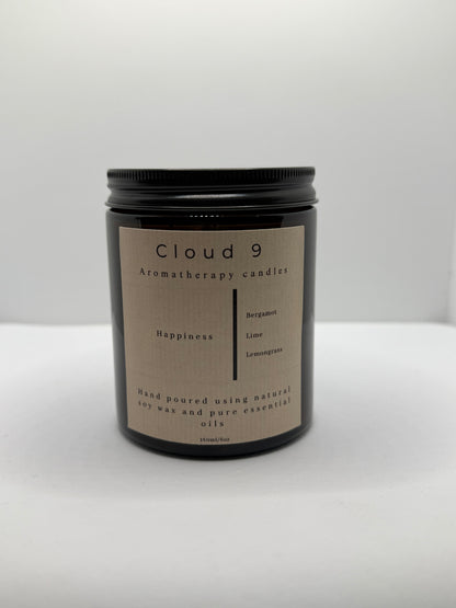 Happiness Candle burning in a cozy home setting, emitting a warm glow