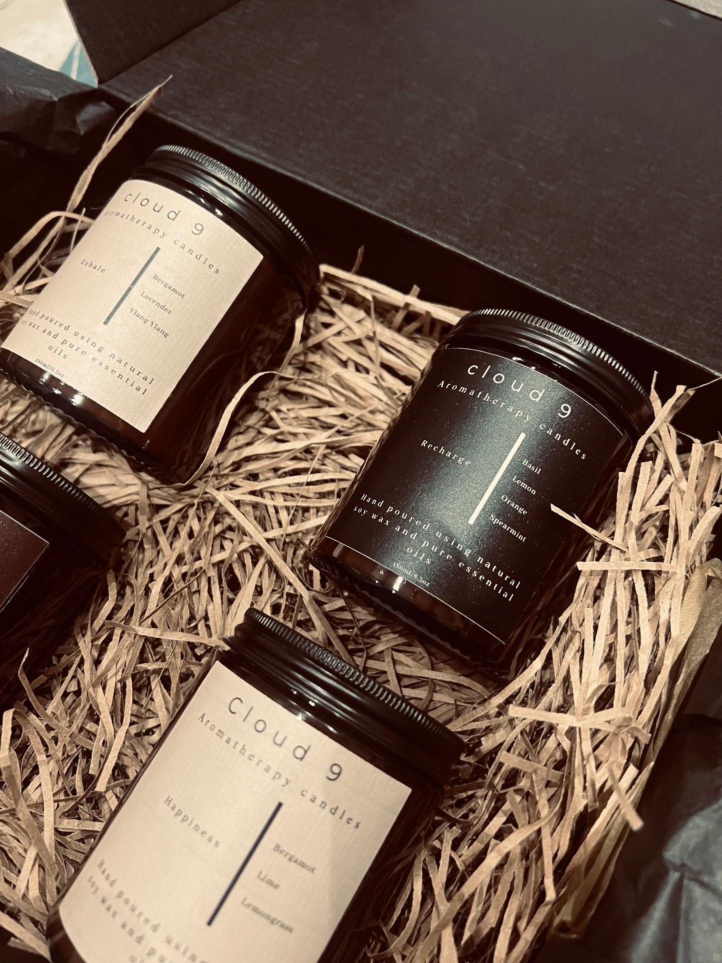 Aromatherapy gift box set with soy wax candles for relaxation, sleep and mood boost 