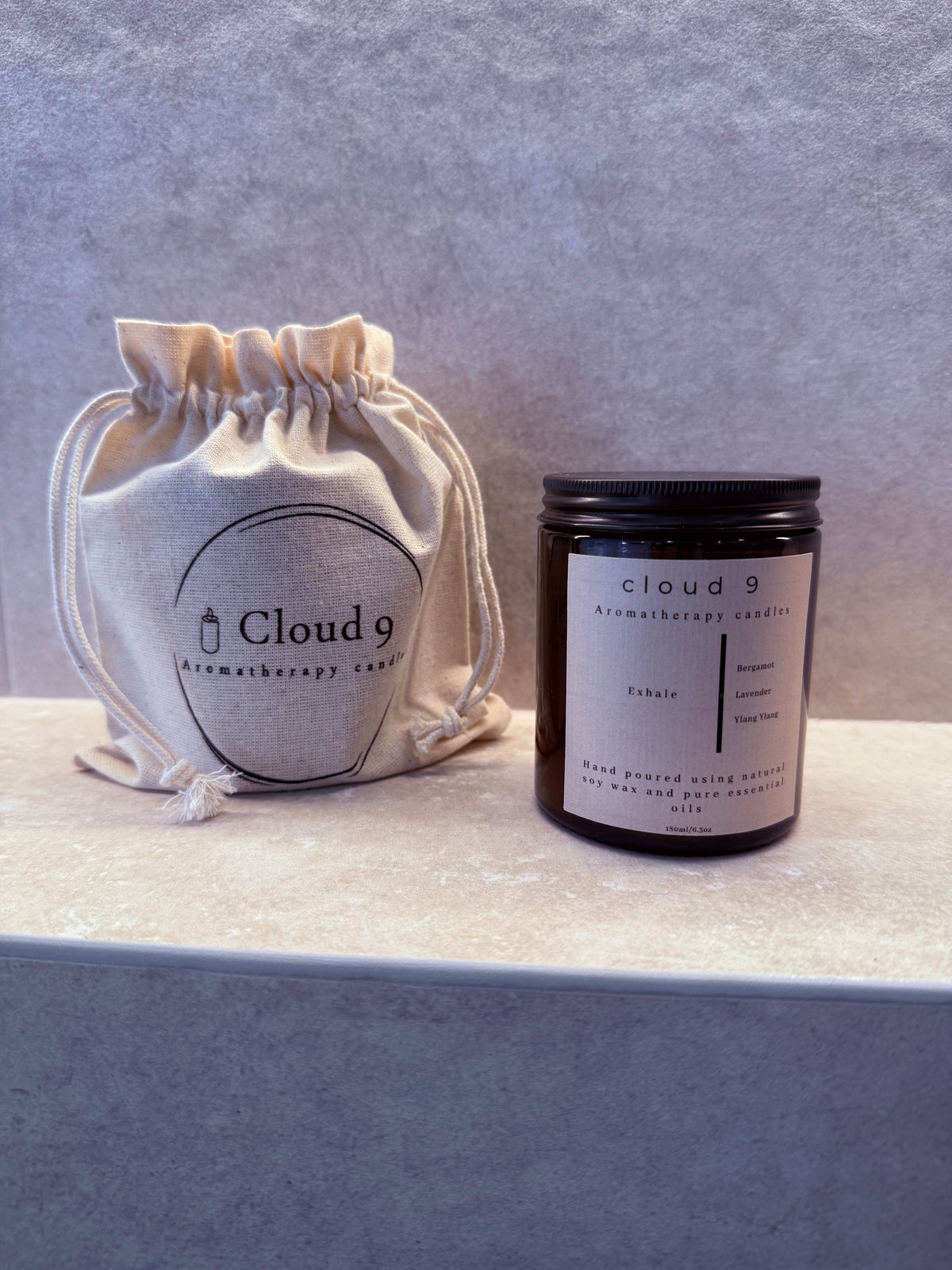 Exhale Aromatherapy Candle – Lavender, Bergamot & Ylang Ylang – Hand-Poured Soy Wax – Vegan & Cruelty-Free