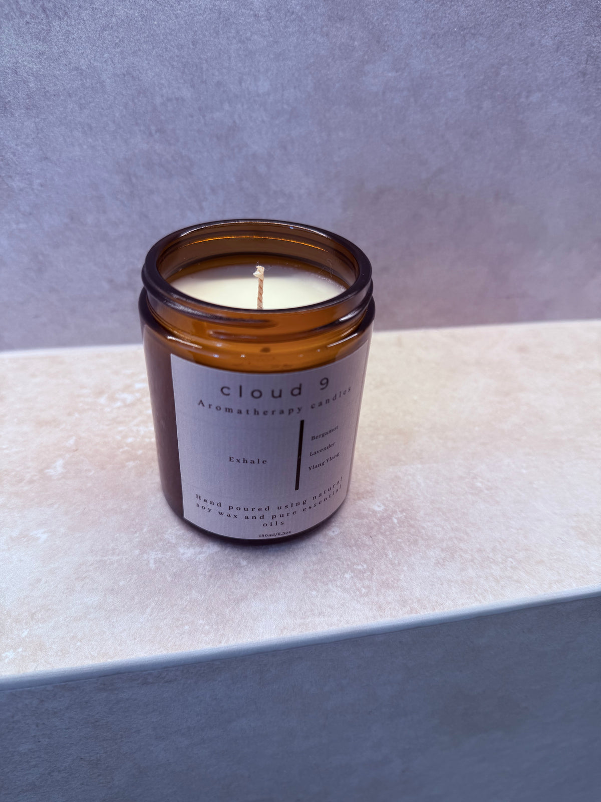 Exhale Aromatherapy Candle – Lavender, Bergamot & Ylang Ylang – Hand-Poured Soy Wax – Vegan & Cruelty-Free