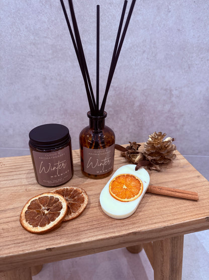 Winter Morning aromatherapy candle by Cloud 9 Aromatherapy with lavender, sweet orange and fir needle essential oils.