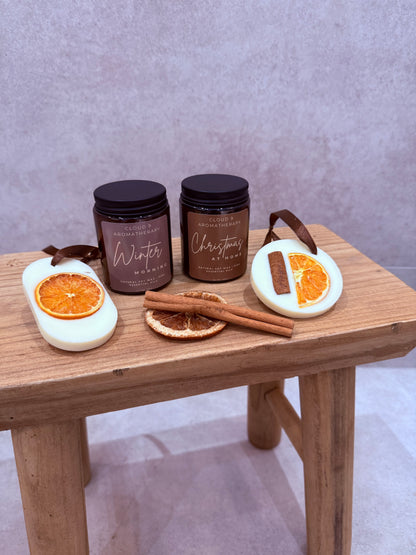 Christmas at Home scented wax melts by Cloud 9 Aromatherapy with a festive cinnamon, clove and orange fragrance.
